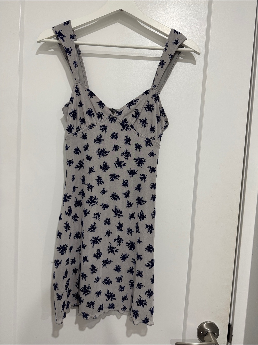 Motel Rocks Gray Dress with Navy Floral Print